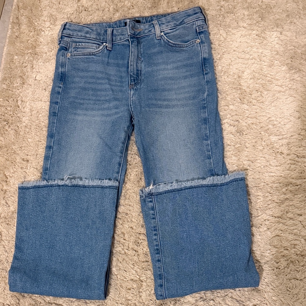 Forever 21 Light Blue Wide-Cuff Kids Jeans